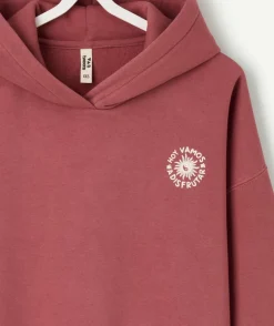 Sweat à capuche fille imprimé rouge