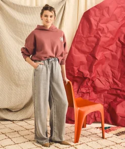 Sweat à capuche fille imprimé rouge