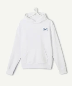 Sweat à capuche garçon blanc imprimé