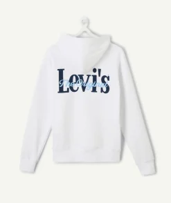 Sweat à capuche garçon blanc imprimé