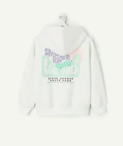 Sweat à capuche garçon imprimé blanc