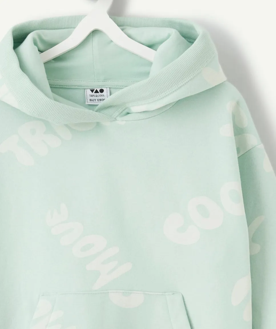 Sweat à capuche garçon imprimé vert