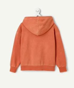Sweat à capuche garçon orange avec imprimé