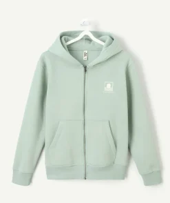 Sweat à capuche garçon vert zip