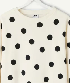 Sweat fille blanc à pois