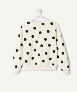 Sweat fille blanc à pois