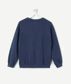 Sweat fille bleu imprimé ballet coupe droite