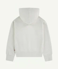 Sweat fille à capuche écru imprimé