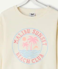 Sweat fille crème imprimé