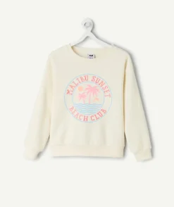 Sweat fille crème imprimé