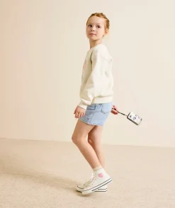 Sweat fille crème imprimé