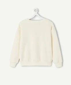 Sweat fille écru avec sequins