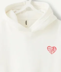Sweat fille droit blanc imprimé