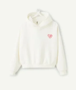 Sweat fille droit blanc imprimé