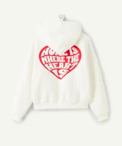 Sweat fille droit blanc imprimé