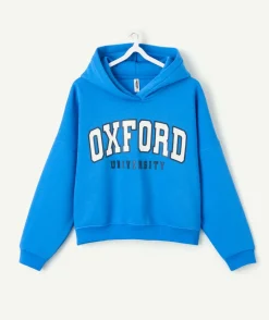 Sweat fille droit bleu imprimé