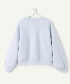 Sweat fille droit bleu pastel