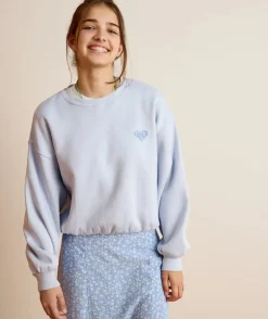 Sweat fille droit bleu pastel