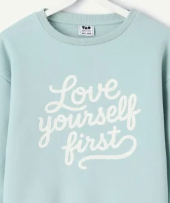 Sweat fille droit bleu pastel