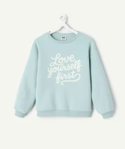 Sweat fille droit bleu pastel