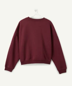 Sweat fille droit bordeaux