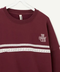 Sweat fille droit bordeaux
