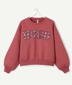 Sweat fille droit bordeaux imprimé