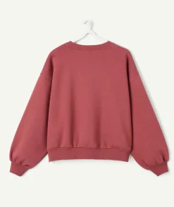 Sweat fille droit bordeaux imprimé
