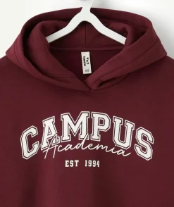 Sweat fille droit bordeaux imprimé