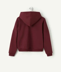 Sweat fille droit bordeaux imprimé