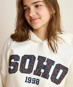 Sweat fille droit écru imprimé