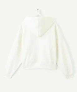 Sweat fille droit écru imprimé