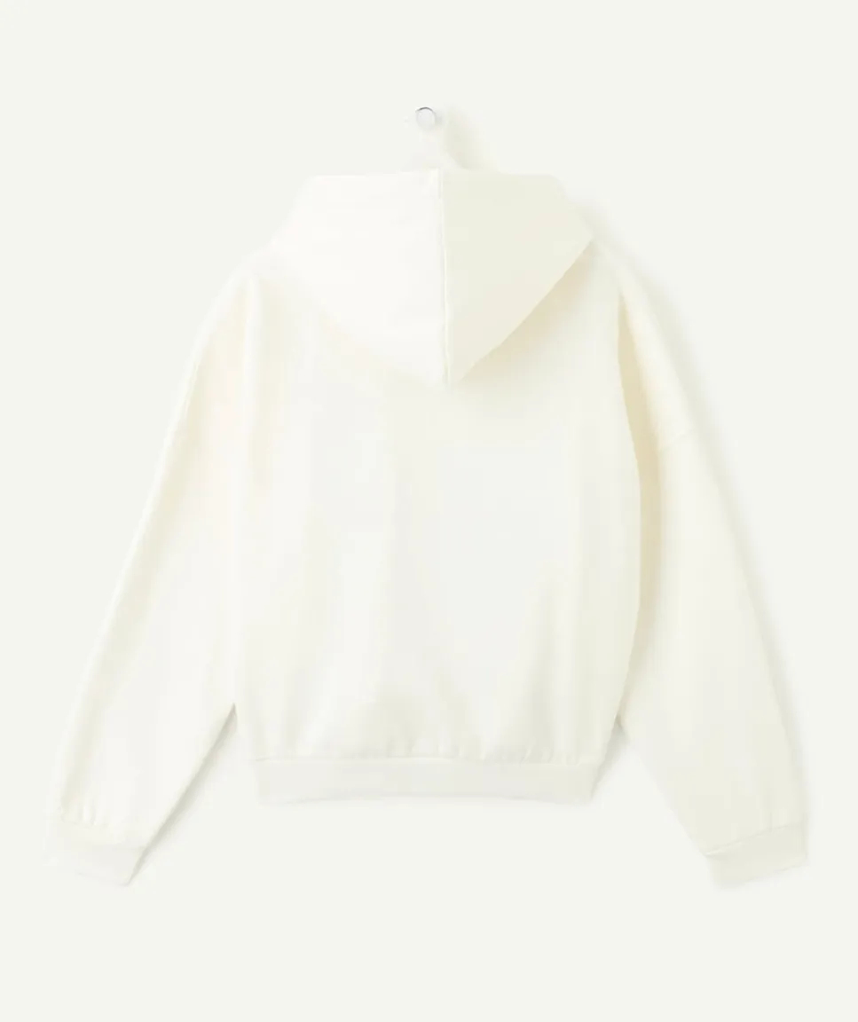 Sweat fille droit écru imprimé