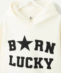 Sweat fille droit écru imprimé
