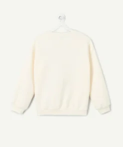 Sweat fille droit écru imprimé