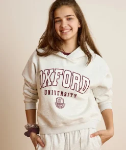 Sweat fille droit gris imprimé