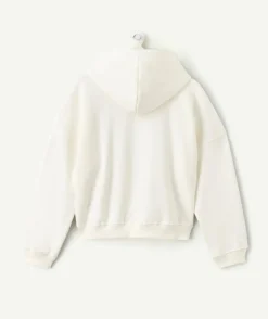 Sweat fille droit imprimé écru