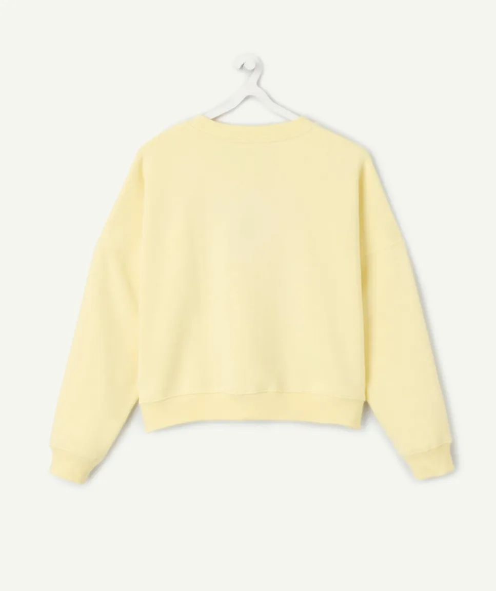 Sweat fille droit jaune imprimé