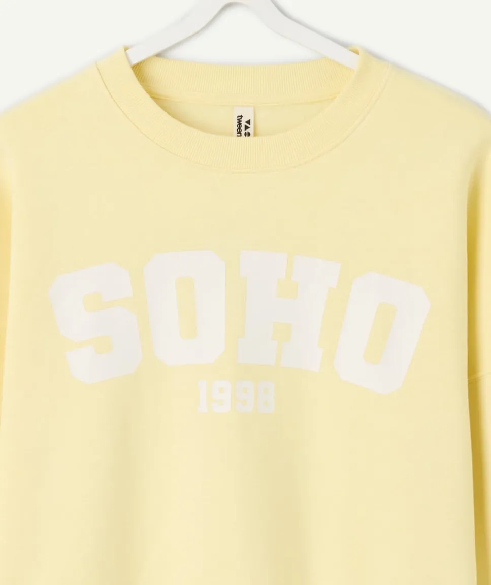 Sweat fille droit jaune imprimé