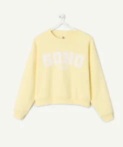Sweat fille droit jaune imprimé