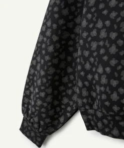 Sweat fille droit noir léopard