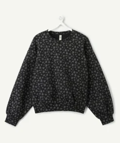 Sweat fille droit noir léopard