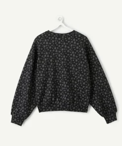 Sweat fille droit noir léopard
