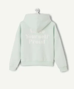 Sweat fille droit vert pastel imprimé