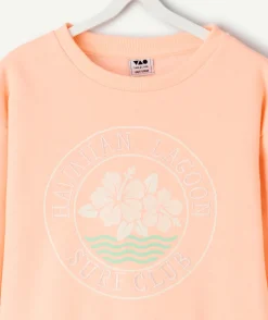 Sweat fille imprimé corail