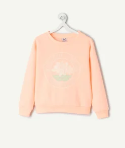 Sweat fille imprimé corail