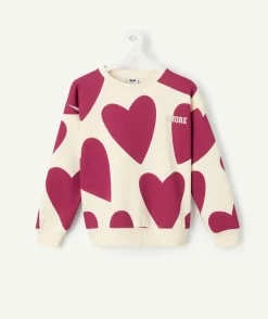 Sweat fille imprimé cœurs message amore