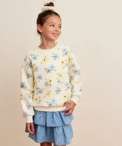 Sweat fille imprimé fleurs