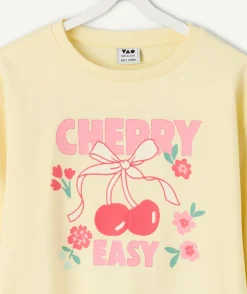 Sweat fille jaune imprimé