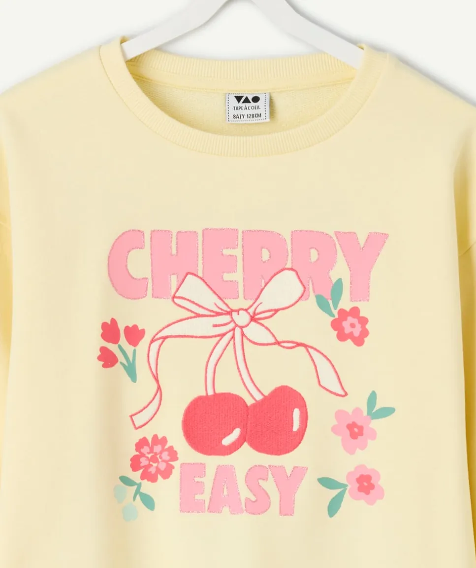 Sweat fille jaune imprimé